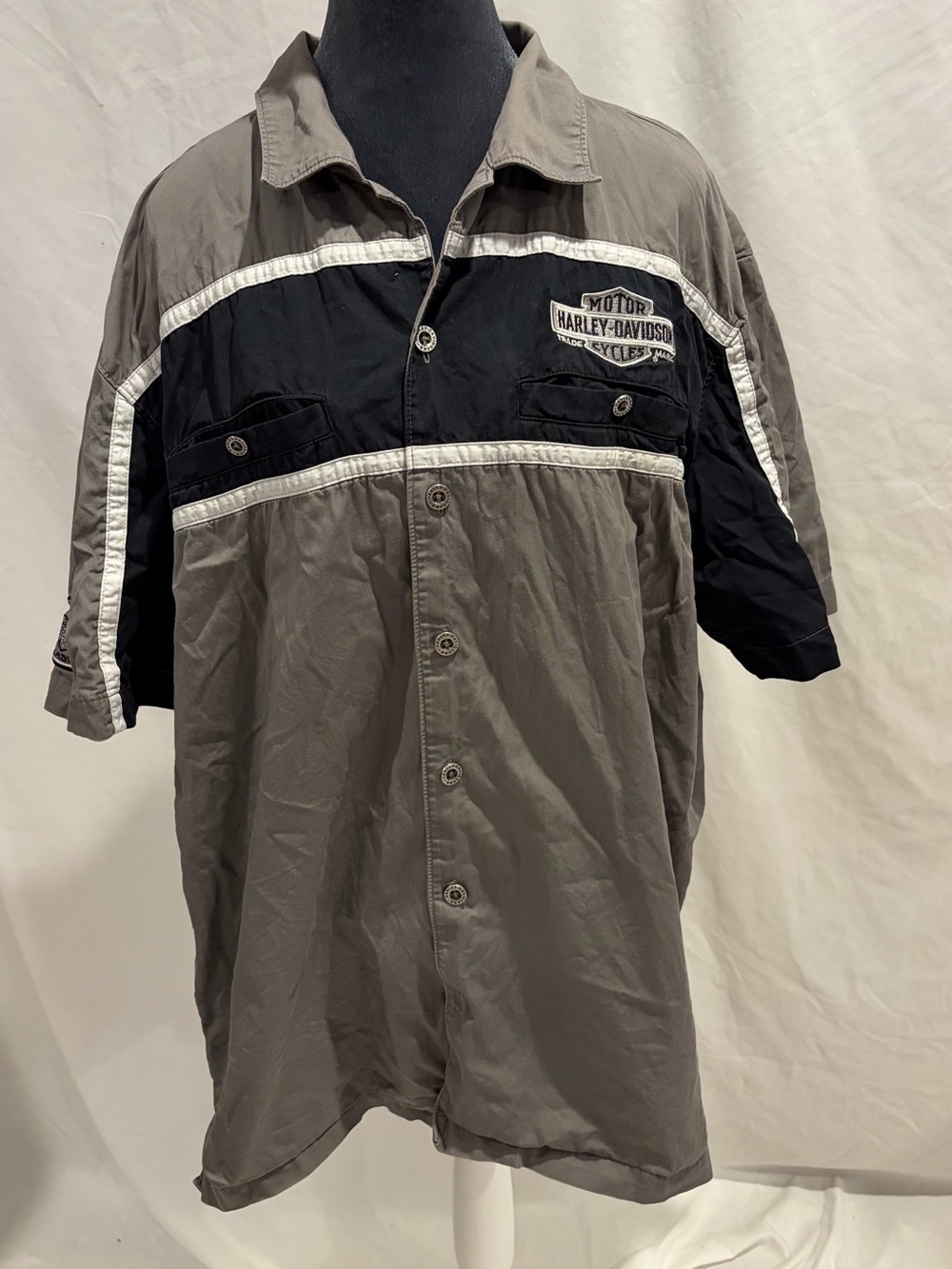 Harley-Davidson Two-Tone Black and Gray Short Sleeve Shirt